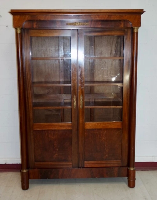 elegante libreria stile Impero epoca '900 in mogano francese
