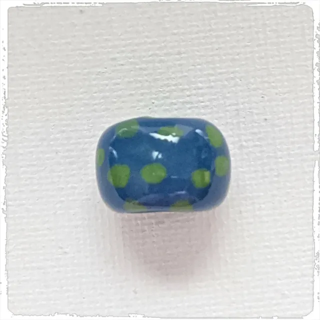 KAZURI  MACRAME BEADS -  round - blue & green with the small dot pattern