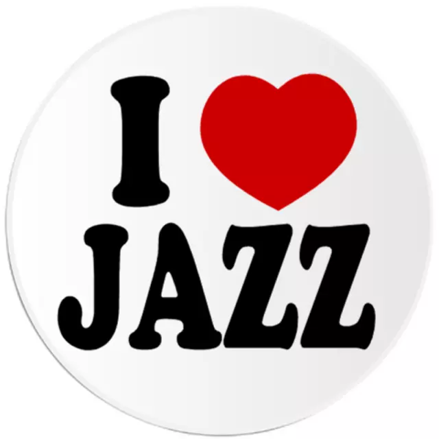 I Love Jazz - Circle Sticker Decal 3 Inch - Music Band Musician