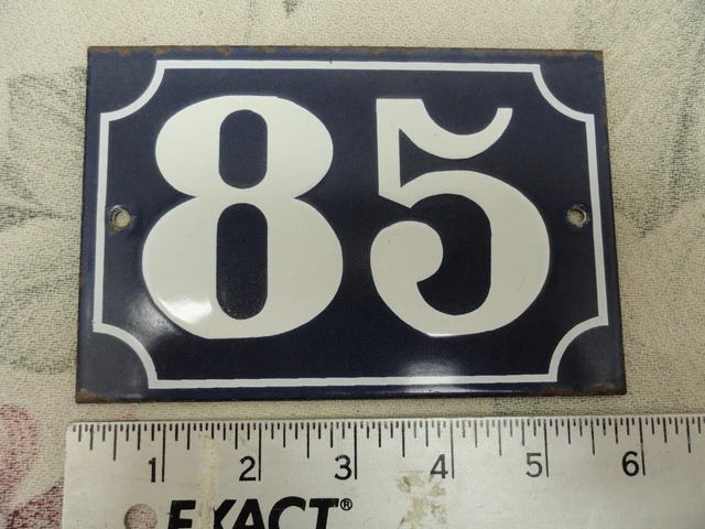 Vintage Style Blue Enamel Porcelain French House Number Door Steel Metal Sign 85