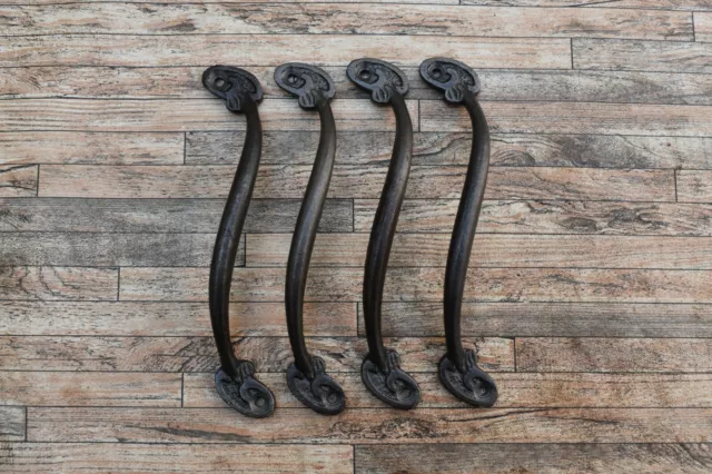 4pcs Vtg Cast Iron Victorian Drawer Cupboard Door Pulls Handles Farm Barn Decor