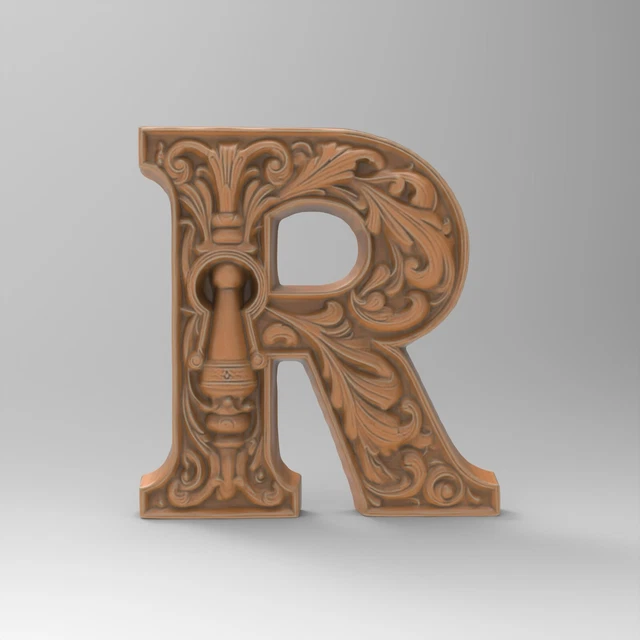 ORNATE LETTER 'R' 3D Model for CNC 3D Printing - Detailed Decorative ...