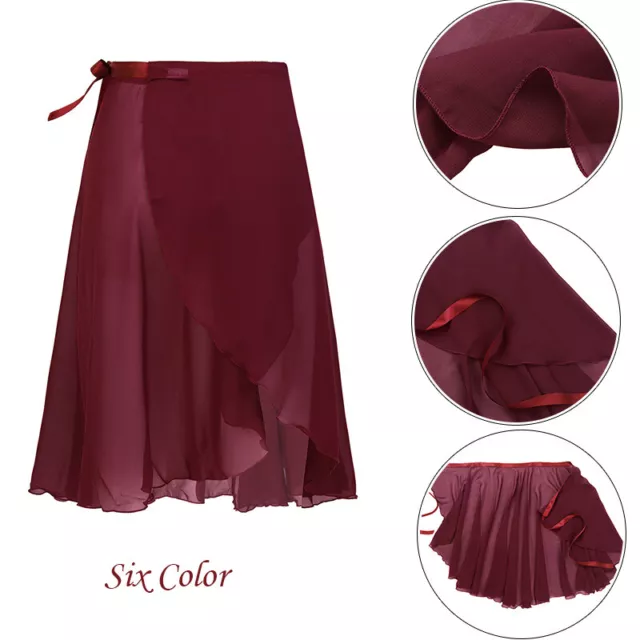 Women Sheer Chiffon Wrap Skirt Ballet Skirt Ballet Dance Over Scarf Long Skirts 3