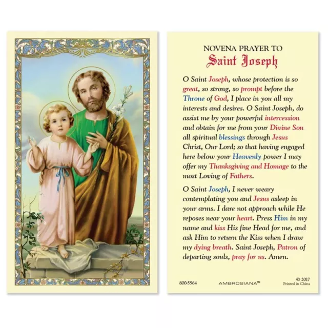 Novena Prayer to Saint Joseph - Laminated  Holy Card 800-5564