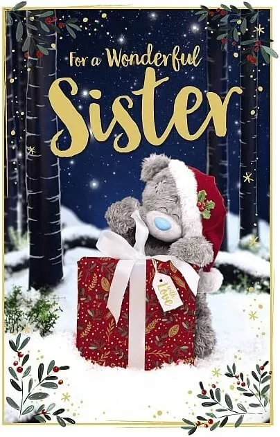 Me To You 3D  Christmas Card "For a Wonderful Sister"