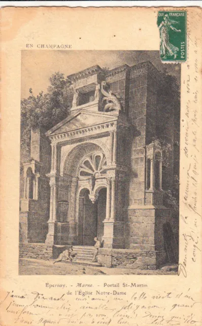 EPERNAY portail saint-martin de l'ancienne église notre-dame timbrée