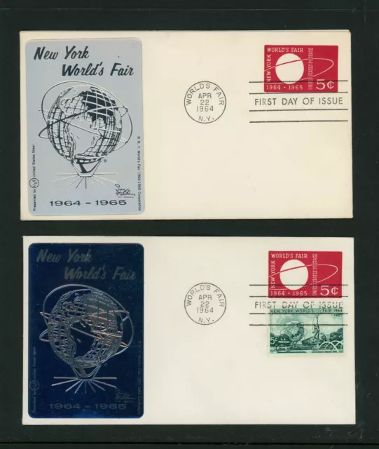 1964 World's Fair FDC 2 Covers First Sarzin's Cachets VF Covers New York