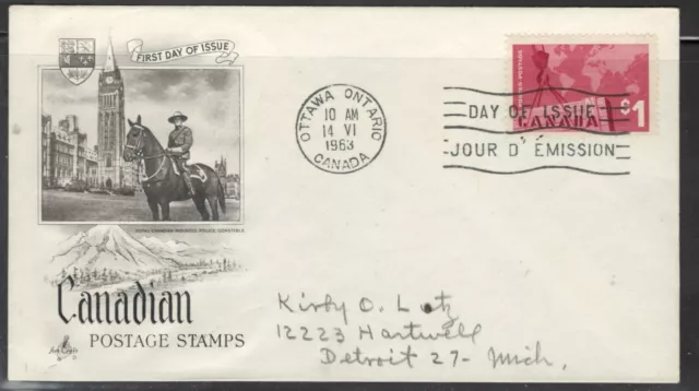 1963 UN #411 , 1$ Carmine Export Stamp On FDC W/Cachet, VF.