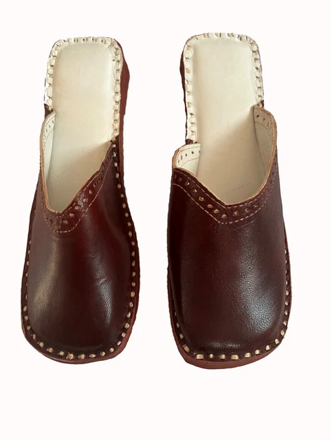 Zoccoli da uomo in vera pelle, scarpe marroni, sandali, pantofole, fatti a...