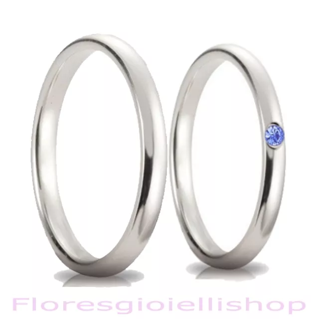 Coppia di fedine argento con Cubic Zirconia blu. Vari colori disponibili