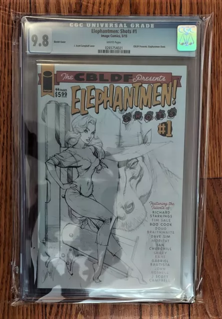 Elephantmen: Shots #1 Scott Campbell Sketch Variant CGC 9.8 CBLDF Low Pop