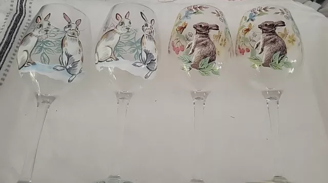 Set of 4 Pier 1 Sofie The Bunny Wine glasses 9 1/2”