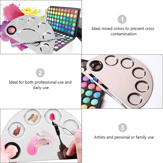 4 Pcs Stainless Steel Palette Mixing Painting Tray Makeup Pallete 2