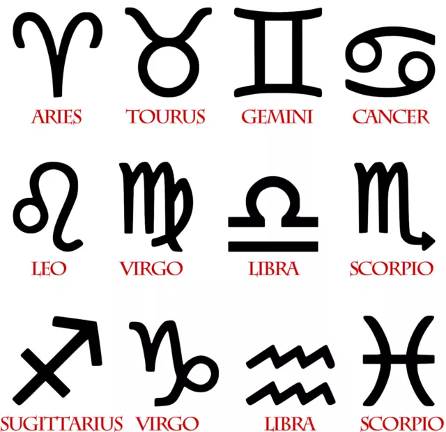Zodiac Symbols Vinyl Decal Sticker Car Window Aquarius Pisces Aries Taurus Leo