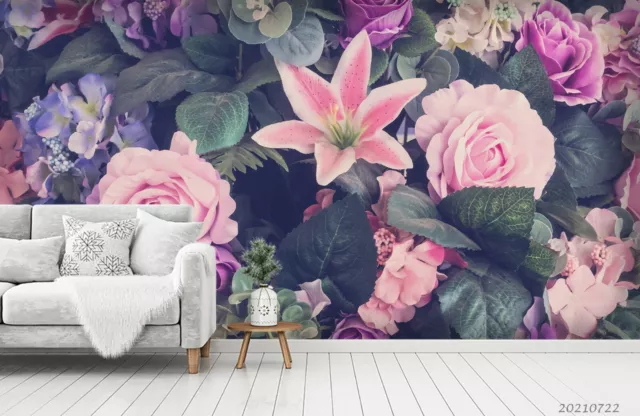 3D Pink Lily Floral Wallpaper Wall Murals Removable Wallpaper 94