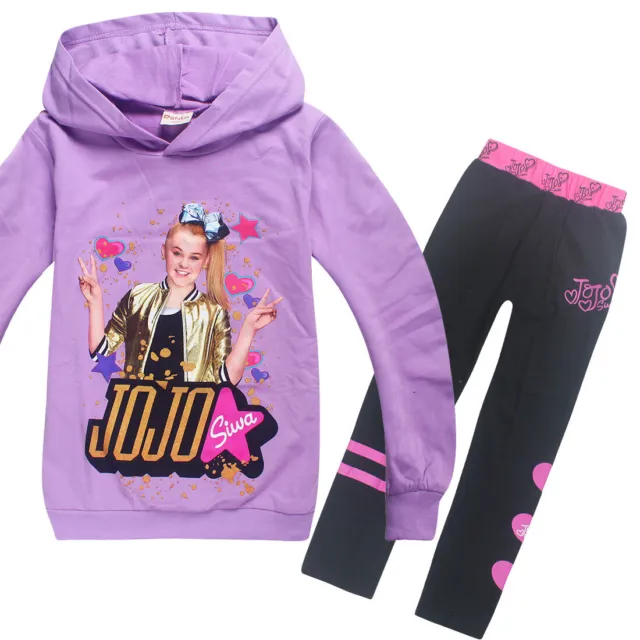 JOJO SIWA Girls long hoodie t-shirt and leggings set outfit size 2-10 Purple
