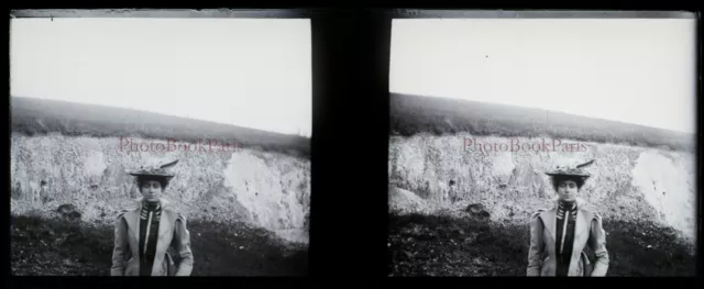 Famille France Photo NEGATIVE Stereo Plaque de verre PL28L1n3 Vintage c1900 