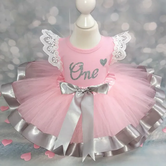 Baby Girl First 1st Birthday Outfit Tutu Cake Smash Photo Shoot Party Dress One