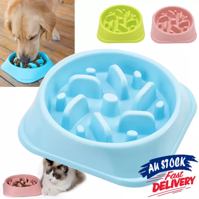 Pet Dog Slow Food Feeder Anti Slip Gulp Puppy Feeding Feed Interactive Dish Bowl