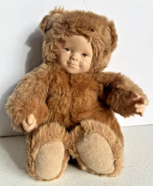 Anne Geddes Fur Teddy Bear Costume ****Baby Doll Dress in Orange  Brown Vintage