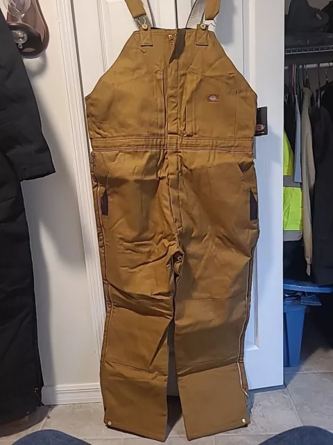 Mens Dickies Insulated Brown Duck Bib Overalls 2xL