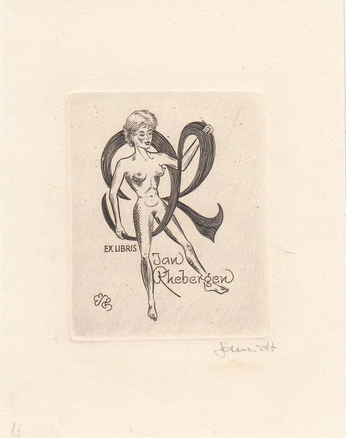 Exlibris Bookplate Gravure sur Cuivre Eugene Schmidt 1910-1975