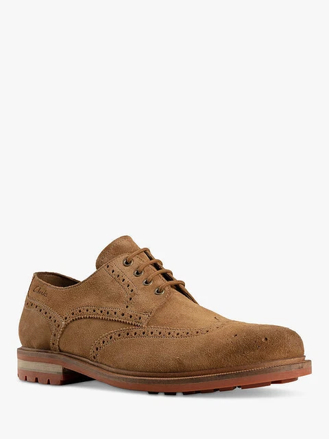 CLARKS MENS ** Smart Brogue Foxwell Limit - Dark Sand Suede  display picture 2