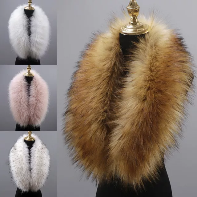 Women Men Faux Fur Scarf Neck Warmer Wrap Extra Large Collar Ladies Shawl Stoles