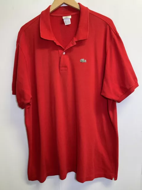 Lacoste Men's Size 8/3XL Polo Shirt Red Embroidered Big Gator Logo Short Sleeve