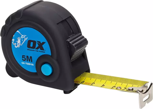 OX Tools T029105 Trade 5m Tape Measure - Metric Only, Black/Blue