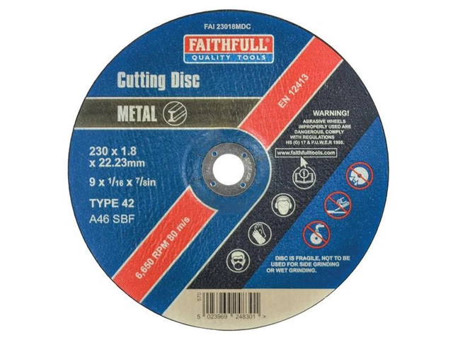 Faithfull FAI23018MDC Centre Enfoncé Acier Inoxydable Couper Disque 230 x 1.8 X