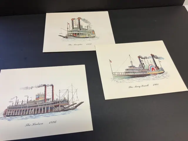 Vintage 1960’s Cities Service Oil Company  Steamboats Collectible Prints