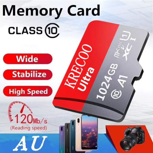 1TB/256GB TF Card Flash Card 120MB/S High Speed Mini SD Card for Phone Camera
