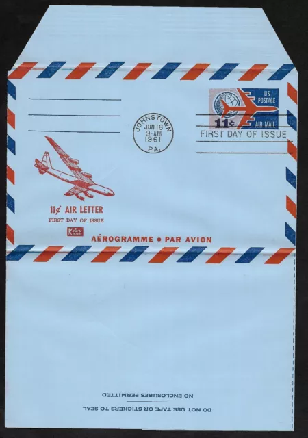 #UC35 11c Airliner & Globe -Air Letter Sheet - Kolor Kover FDC