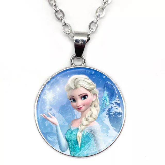 Stunning Gem Glittering Frozen Disney Elsa Snowflake Necklace Pendant Gift