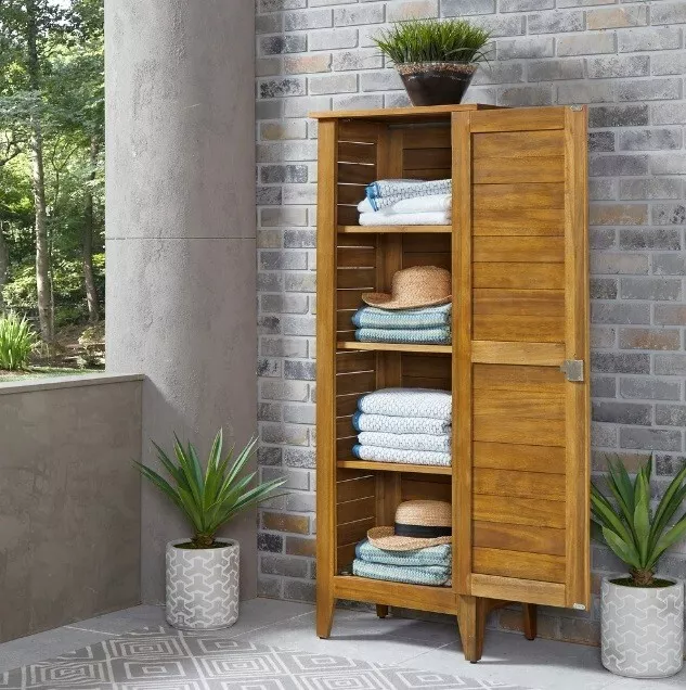 Teak Cabinet Storage Wood Solid Bath Room Bed Side Wall Sun Spa Pool Out Door In 2