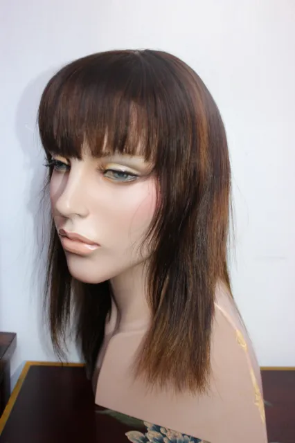  shevy mb human hair used wig long rooted dark to light brown size small bangs