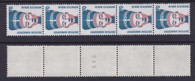 Bund 1374 RM 5er Streifen mit gerader Nummer SWK 70 Pf postfrisch