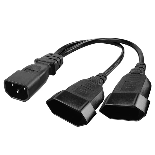 IEC320-C14 Male to EU4.0mm+EU4.0mm Female Power Supply Converter Cable Cord