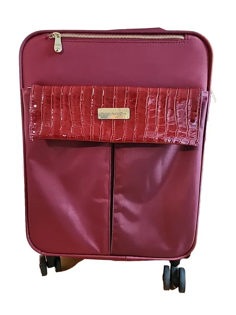 Samantha Brown Croco Detail 22" Spinner Luggage-Burgundy