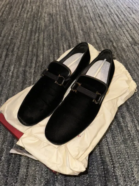 Ferragamo Men’s Formal Shoes Black Velvet Size 10