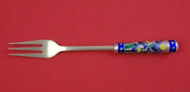 Chinese Sterling Silver Dessert Fork w/ Enamel Irises 5 1/2"