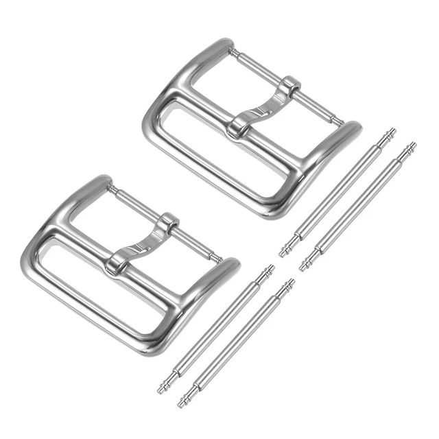 Orologio Cinturino Chiusura,2pz Argento PVD Fibbia,per 18mm con 4pz Molla Barra