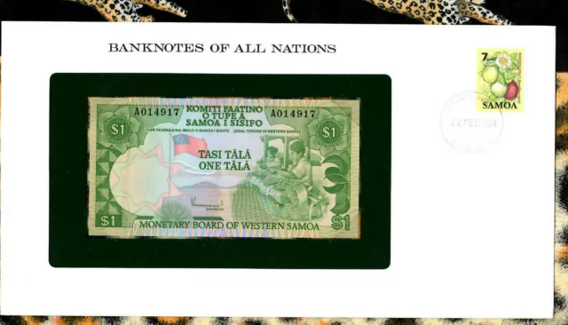 Banknotes of All Nations Western Samoa P-19 1 Tala 1980 UNC Low# A014917