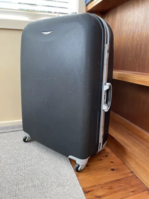 Crossing hard shell travel luggage spinner trolley black large 82cm