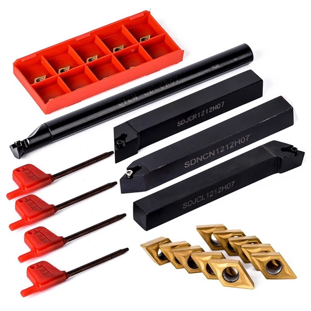12mm Lathe Turning Tool Holder Boring Bar +10pcs DCMT070204 Carbide Inserts 735