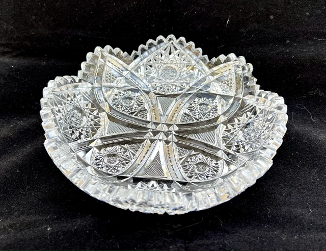 American Brilliant Period ABP Cut Glass  Low Bowl Nappy