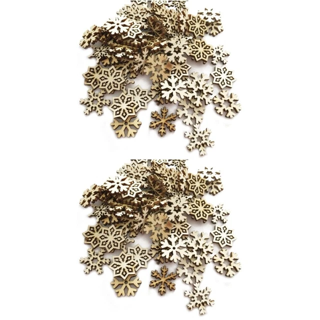 2x Verzierungen Weihnachten Holz Handwerk Schneeflocke