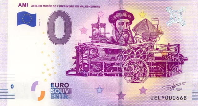 45 LE MALESHERBOIS Atelier Musée de l'Imprimerie, 2018, Billet Euro Souvenir