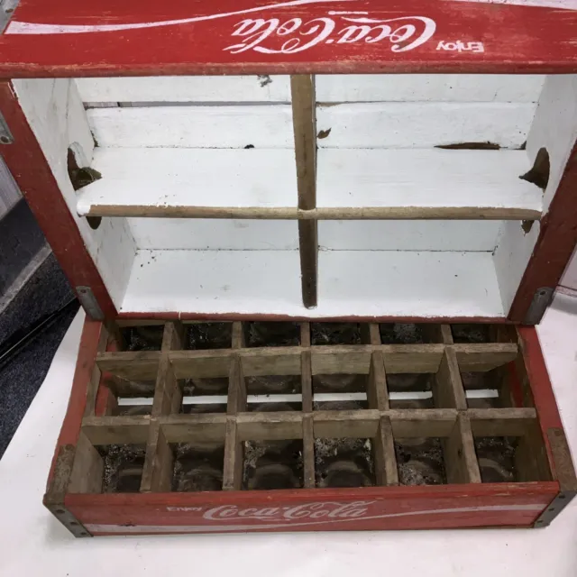 X2 Vintage  Wood Red  Coca Cola Crate 24 Bottle Spaces 1972 2 Crates Included